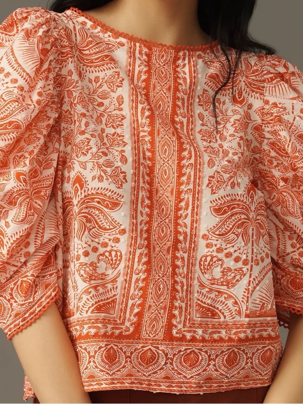 FARM Rio River Ride Cotton Puff-Sleeve Blouse - Picture 1 of 11